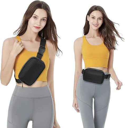 Kathylighting Belt Bag for Women Crossbody, Sling Bags Cross Body Bag Fanny Waist Packs Purses for Men, Adjustable Strap Small Chest Bag Front Sling Bags for Running Hiking Travelling Workout, Black in Saudi Arabia