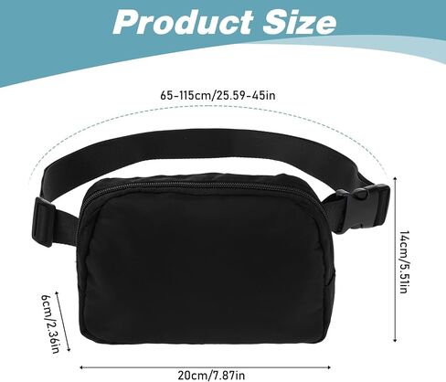 Belt Bag for Women, Mini Portable Fanny Pack with Adjustable Strap Black Unisex Crossbody Waist Packs for Women and Men Outdoor Travel Camping Running Sports in Saudi Arabia