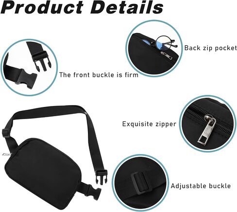 Belt Bag for Women, Mini Portable Fanny Pack with Adjustable Strap Black Unisex Crossbody Waist Packs for Women and Men Outdoor Travel Camping Running Sports in Saudi Arabia