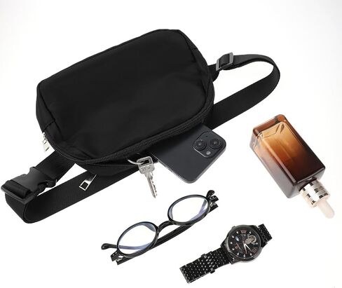Belt Bag for Women, Mini Portable Fanny Pack with Adjustable Strap Black Unisex Crossbody Waist Packs for Women and Men Outdoor Travel Camping Running Sports in Saudi Arabia