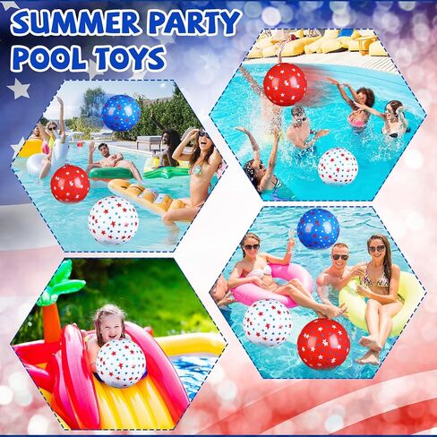 12 Pieces Patriotic Inflatable Pool Beach Balls 12 Inch USA Beach Ball Fourth of July Pool Ball for Swimming Pool, Beach, Summer Party Favors in Saudi Arabia