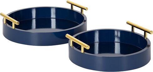 Kate and Laurel Lipton Modern Round Tray Set, Set of 2, Sand and Gold, Glam Decorative Tray Set for Storage and Display in Saudi Arabia