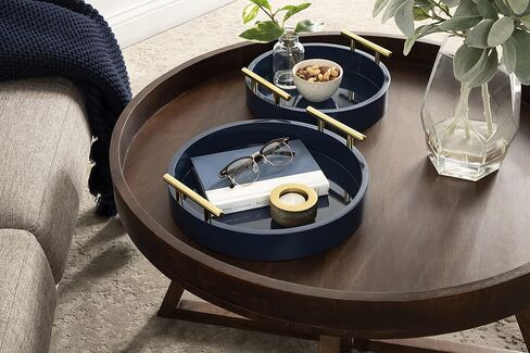 Kate and Laurel Lipton Modern Round Tray Set, Set of 2, Sand and Gold, Glam Decorative Tray Set for Storage and Display in Saudi Arabia