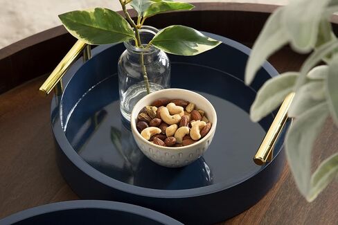 Kate and Laurel Lipton Modern Round Tray Set, Set of 2, Sand and Gold, Glam Decorative Tray Set for Storage and Display in Saudi Arabia