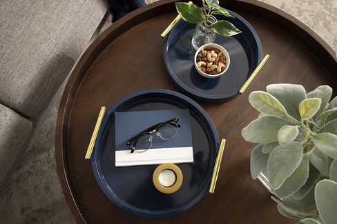 Kate and Laurel Lipton Modern Round Tray Set, Set of 2, Sand and Gold, Glam Decorative Tray Set for Storage and Display in Saudi Arabia