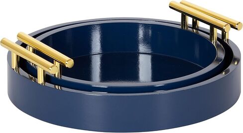 Kate and Laurel Lipton Modern Round Tray Set, Set of 2, Sand and Gold, Glam Decorative Tray Set for Storage and Display in Saudi Arabia