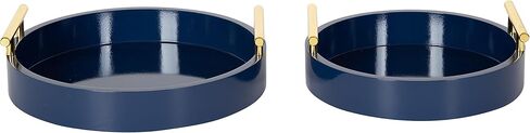 Kate and Laurel Lipton Modern Round Tray Set, Set of 2, Sand and Gold, Glam Decorative Tray Set for Storage and Display in Saudi Arabia