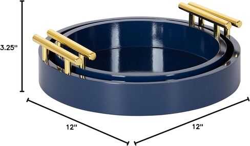 Kate and Laurel Lipton Modern Round Tray Set, Set of 2, Sand and Gold, Glam Decorative Tray Set for Storage and Display in Saudi Arabia