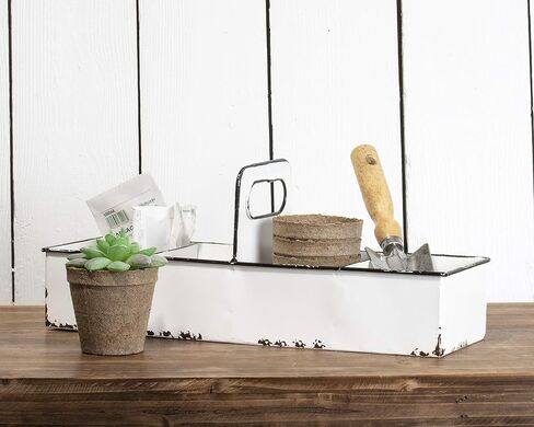 صينية تزيين مشقوقة من المينا البيضاء الريفية للمنزل والحديقة in Kuwait