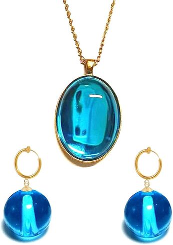 Princess Earrings +Necklace,Anime Cosplay Blue Ball Drop Earring for Women in Saudi Arabia