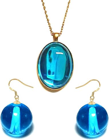 Princess Earrings +Necklace,Anime Cosplay Blue Ball Drop Earring for Women in Saudi Arabia
