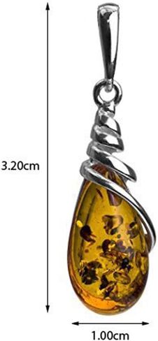 Amber Sterling Silver Drop Dangle Earrings Pendant Necklace 18 Inches in Saudi Arabia