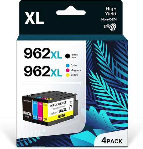 962XL Ink Cartridges Combo Pack Compatible for HP Ink 962XL Black and Color High Yield Work with HP OfficeJet Pro 9010 9012 9015 9020 9018 9025 9019Printers (4 Pack) in Saudi Arabia