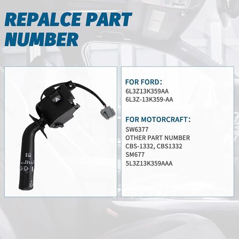 مفتاح إشارة الانعطاف متوافق مع 2005-2008 Ford F-150، 2006-2008 Lincoln Mark LT - استبدال 5L3Z-13K359-AAA 6L3Z-13K359-AA SW7388 6L3Z13K359AA CBS-1332 - رافعة ممسحة باهتة متعددة الوظائف in Kuwait