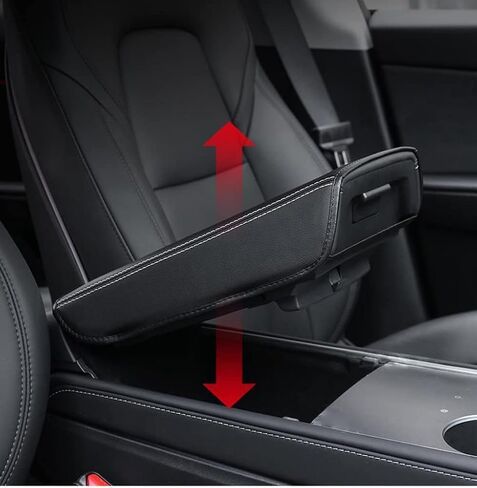 غطاء مسند ذراع السيارة لطراز تسلا 3 موديل Y من جلد البولي يوريثان وسادة حماية لوحدة التحكم المركزية للسيارات مقاومة للماء لمسند الذراع للطراز 3 2017-2022 موديل Y 2020-2022 ملحقات الديكور الداخلي (أسود) in Kuwait