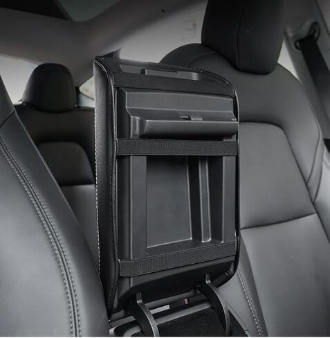 غطاء مسند ذراع السيارة لطراز تسلا 3 موديل Y من جلد البولي يوريثان وسادة حماية لوحدة التحكم المركزية للسيارات مقاومة للماء لمسند الذراع للطراز 3 2017-2022 موديل Y 2020-2022 ملحقات الديكور الداخلي (أسود) in Kuwait