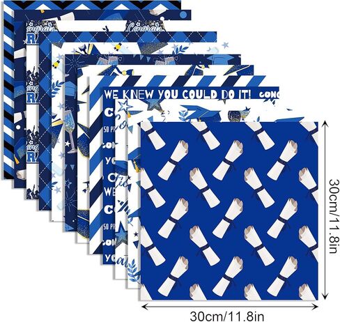 24 Sheets Graduation Themed Scrapbook Paper, 12x12'' Blue Graduation Craft Paper Double-Sided Papermania Folded Flat in 12 Designs for Card Making Scrapbook Graduation Photo Album Decor in Kuwait