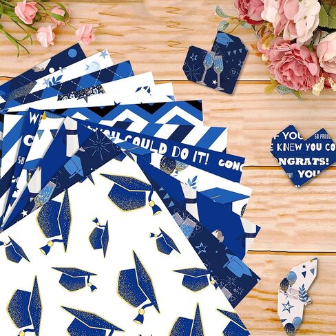 24 Sheets Graduation Themed Scrapbook Paper, 12x12'' Blue Graduation Craft Paper Double-Sided Papermania Folded Flat in 12 Designs for Card Making Scrapbook Graduation Photo Album Decor in Kuwait