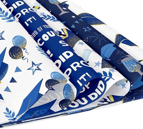 24 Sheets Graduation Themed Scrapbook Paper, 12x12'' Blue Graduation Craft Paper Double-Sided Papermania Folded Flat in 12 Designs for Card Making Scrapbook Graduation Photo Album Decor in Kuwait