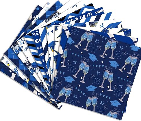 24 Sheets Graduation Themed Scrapbook Paper, 12x12'' Blue Graduation Craft Paper Double-Sided Papermania Folded Flat in 12 Designs for Card Making Scrapbook Graduation Photo Album Decor in Kuwait