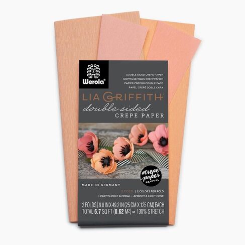Lia Griffith Double Sided Crepe Paper Folds Roll, 6.7-Square Feet, Blush and Chiffon, Petal and Peach in Saudi Arabia
