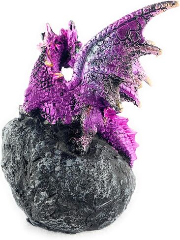 Ain’t It Nice Dragon Statue Rock Faux Geode Cavern Sparkling Medieval Collectible Fantasy Dragon Figurine Décor, Purple 3.5(L) X 2.5(W) X 5.5(H) inches in Saudi Arabia
