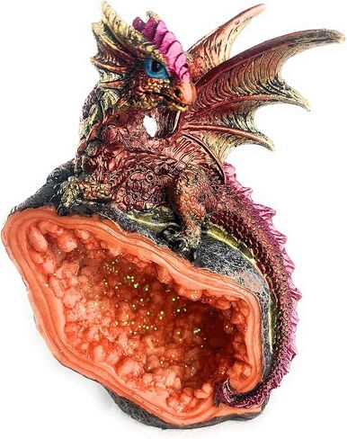 Ain’t It Nice Dragon Statue Rock Faux Geode Cavern Sparkling Medieval Collectible Fantasy Dragon Figurine Décor, Purple 3.5(L) X 2.5(W) X 5.5(H) inches in Kuwait