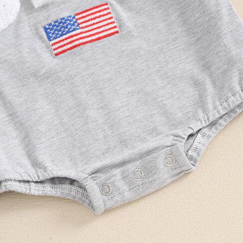 Ayalinggo 4th of July Baby Girl Boy Romper newborn Summer Clothes Embroidery USA american flag Short Sleeve independent day in Kuwait