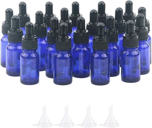 JIUWU 20pcs 10ml (0.3 Oz) Essential Oil Amber Dropper Bottle with Tapered Glass Droppers for Perfume Colognes Travel Sample Liquid Vials (4 Funnels Included) in Saudi Arabia