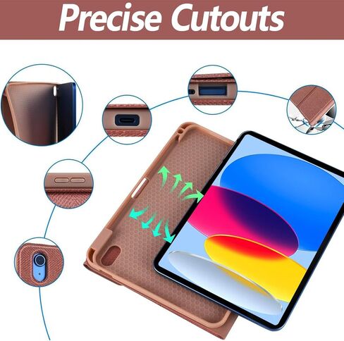 حافظة آيباد الجيل العاشر مع لوحة مفاتيح 2022 مقاس 10.9 بوصة - 7 ألوان بإضاءة خلفية، لوحة مفاتيح بلوتوث لاسلكية قابلة للفصل - غطاء فوليو ذكي مع حامل أقلام - حافظة لوحة مفاتيح آيباد الجيل العاشر، ذهبي وردي in Kuwait