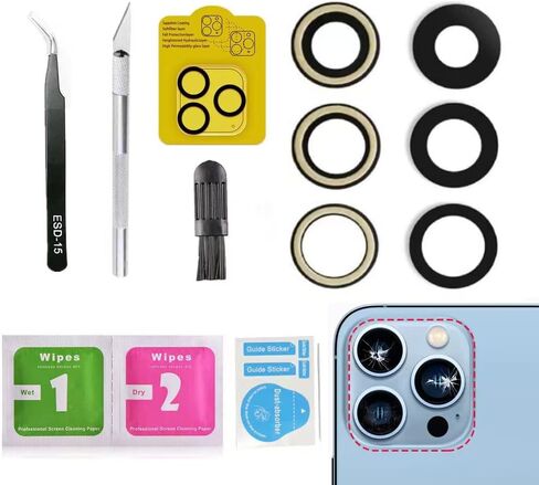 wahci Back Camera Glass Replacement Compatible with iPhone 13 Pro & iPhone 13 Pro Max, with Lens Protector, Reparing Tool, No Glue Required, Strong bonding, Easy and Fast Installation in Saudi Arabia