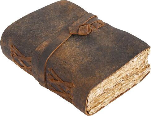 Vintage Leather Journal Notebook Antique Vintage Paper - Handmade Leather Bound Journal for Men Women Deckled Edge Paper Writing Drawing – Small Book of Shadows Brown Pocket Journal Diary Travel ELIZO in Saudi Arabia