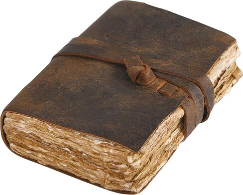 Vintage Leather Journal Notebook Antique Vintage Paper - Handmade Leather Bound Journal for Men Women Deckled Edge Paper Writing Drawing – Small Book of Shadows Brown Pocket Journal Diary Travel ELIZO in Saudi Arabia