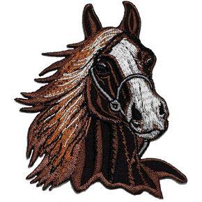Graphic Dust Brown Horse Racehorse Embroidered Iron on Patch Applique Animal Patch