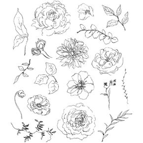 Stampers Anonymous Floral Elements Clear Stamp for Card Making, Scrapbooking and Mixed Media, Gray