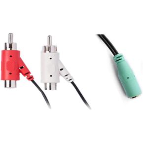 IENZA 2 RCA Male / 2 RCA Female Piggyback to 3.5mm TRS Female Audio Y Adapter Splitter Cable Wire Cord, RCA to 3.5mm Female (6-Ft)