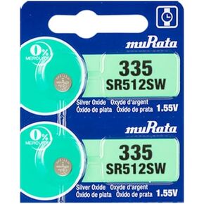 Murata 335 SR512SW Battery 1.55V Silver Oxide Watch Button Cell - Replaces Sony 335 (2 Batteries)