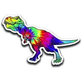 WSQ Tie Dye Tyrannosaurus T-Rex (2 Pack) Vinyl Sticker Decal - 5 Inches - for Car Truck SUV Van Window Bumper Wall Laptop Tablet Cup Tumbler and Any Smooth Surface