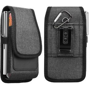 Phone Holster for iPhone 14 Pro Max Samsung Galaxy S24 S23 S22 S22 S21 S20 FE S10 S9 A10e A20 A50 A51 A52 A53 A54 Note 10 Plus Cell Phone Pouch Belt Holder Carrying Case with Belt Clip, Black