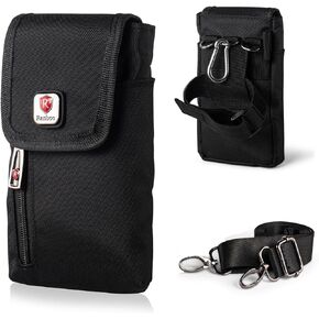 Phone Holster Fits for Samsung Galaxy A55 A15 A54 A53 S24 Ultra S23 Ultra S24+ S23+ S22+ Nylon Crossbody Purse Arm Band Bag Cell Phone Pouch Case with Belt Clip Belt Loop Shoulder Strap (Black)
