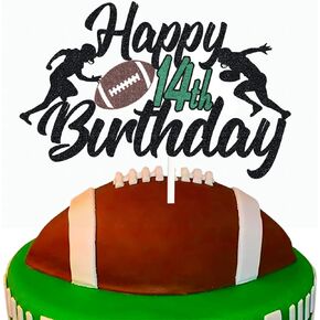 Happy 10th Birthday Football Cake Topper 10 Ten Years Old Rugby Player Scene Cake Decoration For Kids Sport Theme Tenth Birthday Party Event Supplies for Boys (10)