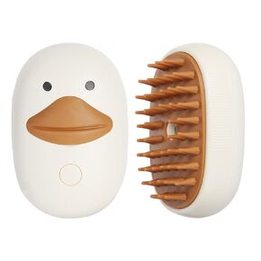 Gauzi 3 in 1 Cat Steam Brush for Shedding Spraing Cleaning and Massaging Dog Pet Hair Brush (Yellow)