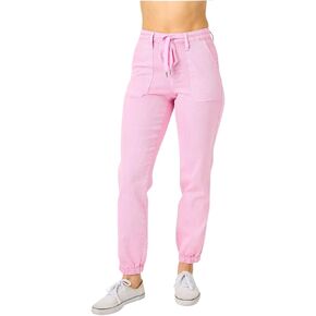 Judy Blue High Rise Garment Dyed Pink Denim Joggers
