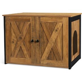 DWANTON Litter Box Enclosure, Cat Litter Box Furniture Hidden, Reversible Entrance Can Be on Left or Right Side, Wooden Cat Washroom Indoor, Fit Most of Litter Box, 27.6 x 19.7 x 19.7 Inches