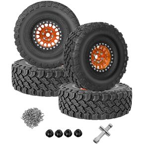 Aluminium 1.9in Beadlock Wheel Rim&1.9in Tires Tyres Upgrades Part for 1/10 Axia1 SCX10 SCX10 II 90046 SCX10 III TRX4 D90.Aolly Wheel Rim 1.9inch Beadlock Wheel Hub Rim（4pcs Bronze）