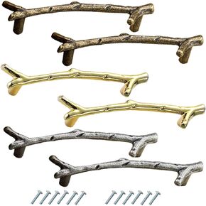 6pcs Tray Handles for Resin Mold Tray Accessories,2-Hole Metal Handles for Silicone Epoxy Casting, Branches Handles with Screw for Faux Agate,Serving Board,Wine Cabinet,Locker