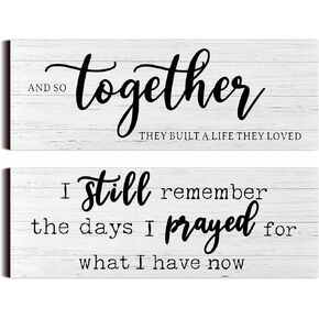 I Still Remember The Days I Prayed Modern Farmhouse Decor Rustic Wood Sign and So Together They Built a Life They Loved Sign Rustic Wood Family Sign Wooden Plaque Signs for Women (White)