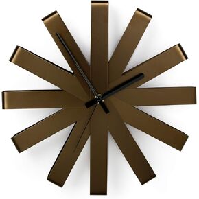 Umbra 118070-040 Ribbon Modern 12-inch, Battery Operated Quartz Movement, Silent Non Ticking Wall Clock, Black