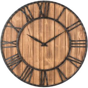 18" Coastal Wall Clock - Metal & Solid Wood Noiseless Weathered Beach Blue Wall Clock