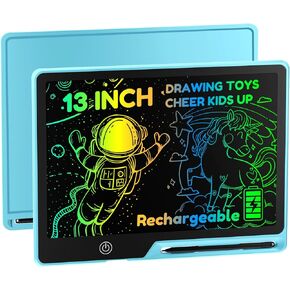 تابلت كتابة LCD مقاس 13 بوصة للأطفال، لوحة رسم قابلة لإعادة الشحن وقابلة للمسح، لوحة رسم ملونة للأطفال الصغار، ألعاب تعليمية لمرحلة ما قبل المدرسة هدية عيد ميلاد 3 4 5 6 7 سنوات للفتيات (أزرق فاتح)
